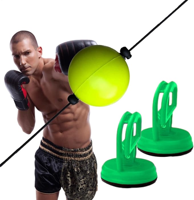 Boksbal met band - Reflex bal - Coördinatie verbeteren - Dubbele reactie - 10 cm bal - Zwart