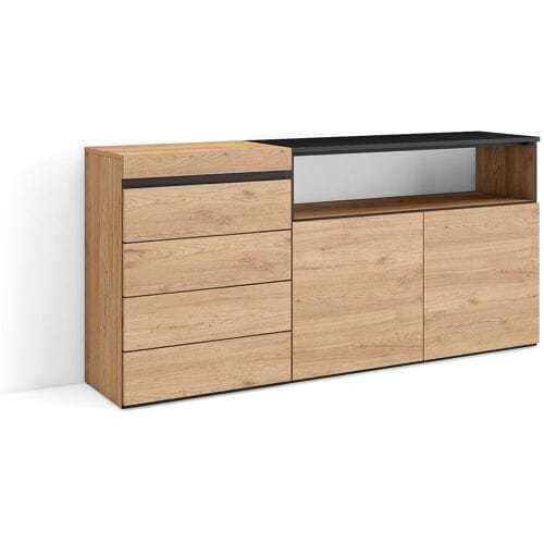 Skraut Home Ladekast, Commode, 135x57x75cm, Voor slaapkamer, kamer, Met opbergruimte, Eiken