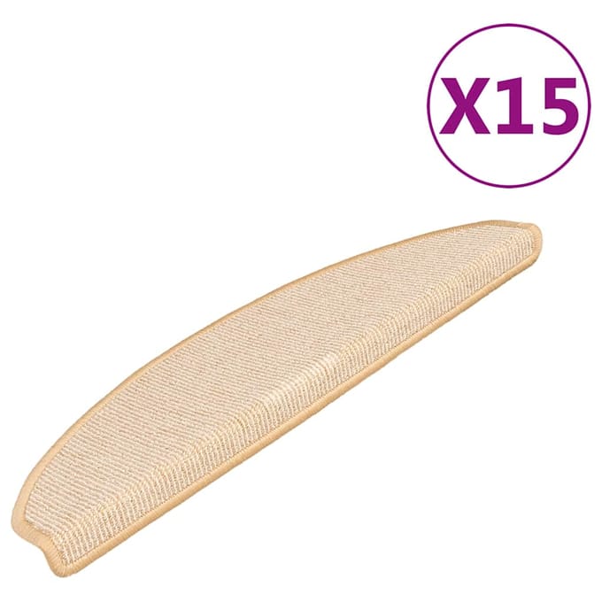 vidaXL - Trapmatten - 15 - st - 65x21x4 - cm - Crème - Halfrond - Groot