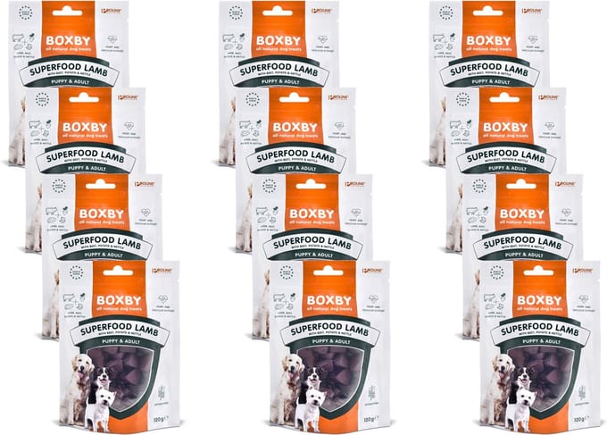 Boxby Superfood 120 g - Hondensnacks - 12 x Lam&Biet&Brandnetel
