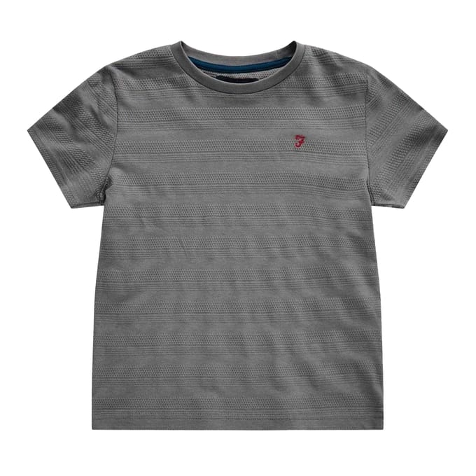Farah T-shirt met gestructureerde strepen voor kinderen – Silverstone (Grijs)