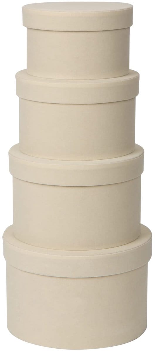 Cadeaudoos van fluweel met deksel, taartdoos, geschenkdoos, karton, kartonnen dozen, opbergdozen, sieradendoos, verjaardagscadeaudoos, moederdagcadeau, 4 stuks, wit