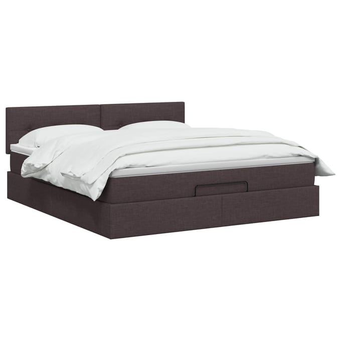 vidaXL - Ottoman - bed - met - matras - Donkerbruin - 140 - x - 200 - cm - Stof