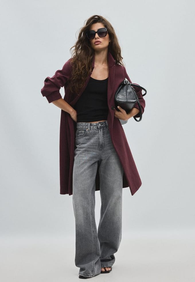 Stradivarius Rechte jas met zachte touch  Purper XS
