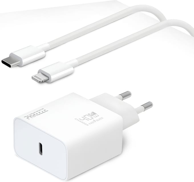 Snellader geschikt voor iPhone - Lightning naar usb C kabel - MFI gecertificeerde oplaadkabel - Usb C power adapter 40w