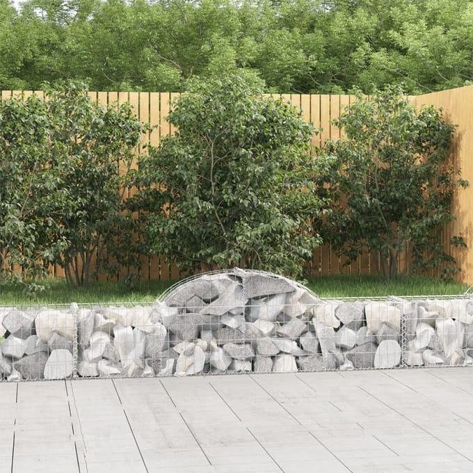vidaXL - Schanskorven - 2 - st - gewelfd - 200x30x40/60 - cm - gegalvaniseerd - ijzer