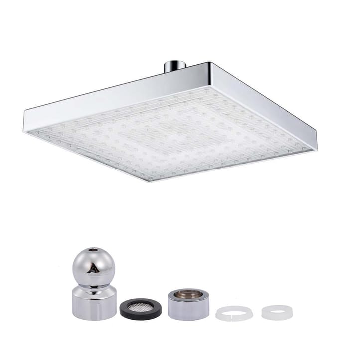 12 Inch LED Matzwart Vierkant Regendouche Hogedruk Waterval Verstelbare Vaste Douchekop Multiple Colors LED zilver