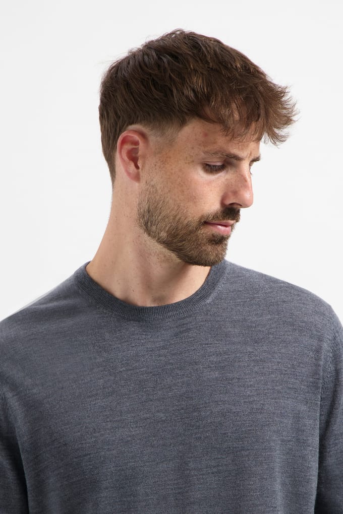 MERSO Crew Neck – Merino Trui – 100% Merino Wol – Storm Grey