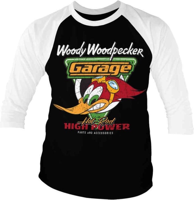 Woody Woodpecker Raglan top -L- Garage Zwart/Wit