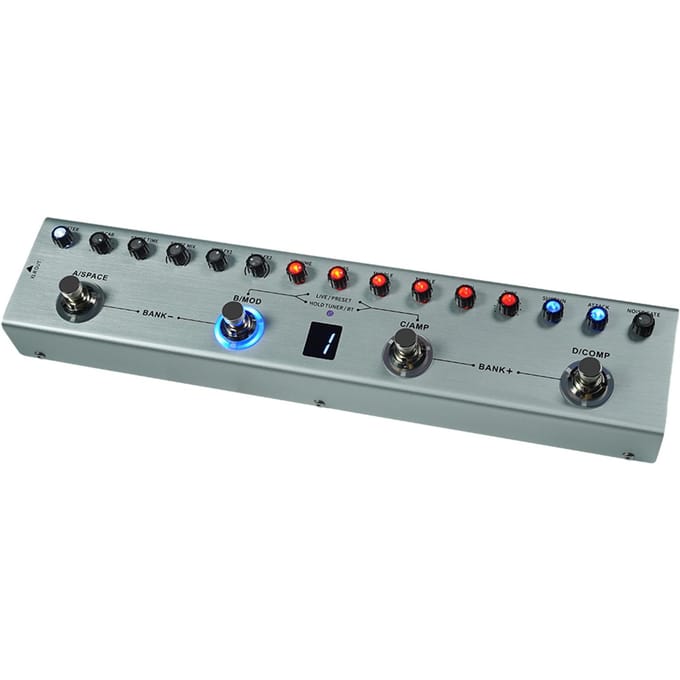 Bass Multi-effectpedaal 3-bands equalizers XLR gebalanceerde uitgang 3 vertragingen 3 reverbs Baseffecten zilver