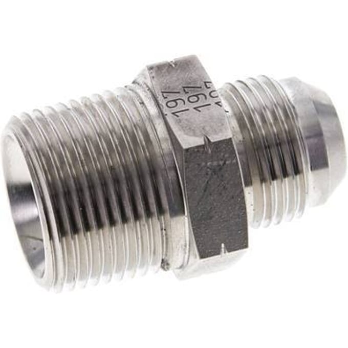 JIC  Dubbele Nippel UN 1-1/16''-12 X 1'' NPT RVS 140bar