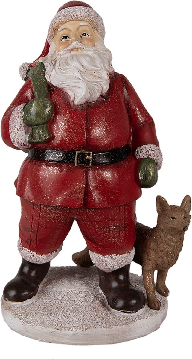 Clayre & Eef Beeld Kerstman 16x14x26 cm Rood Polyresin