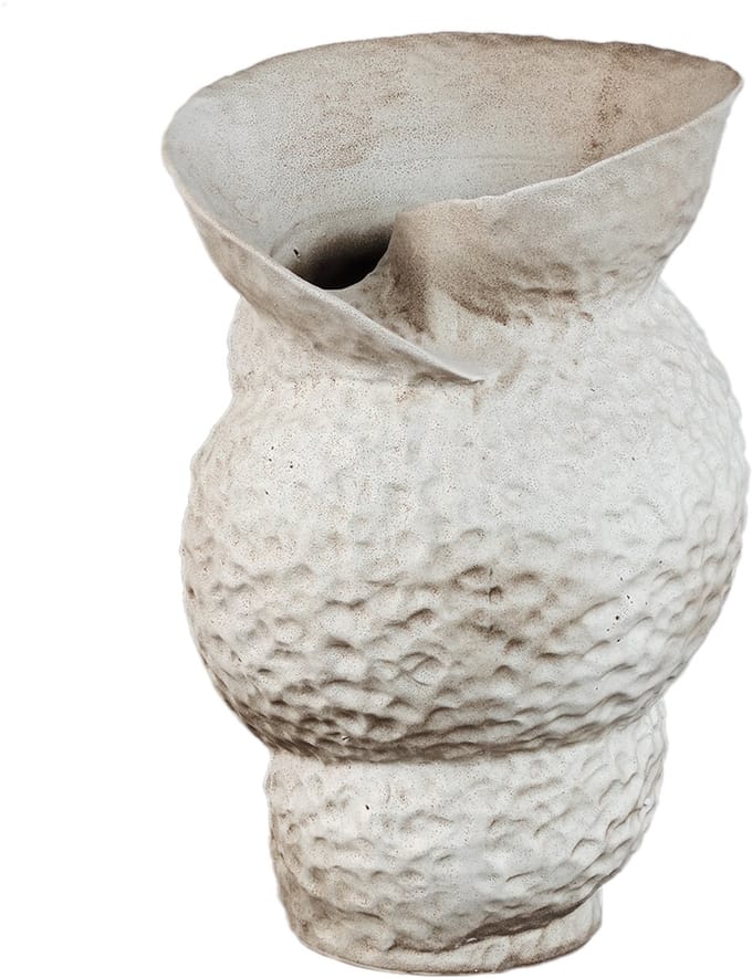 PTMD Kery Cream Ceramic Vase With Open Swirl Border S
