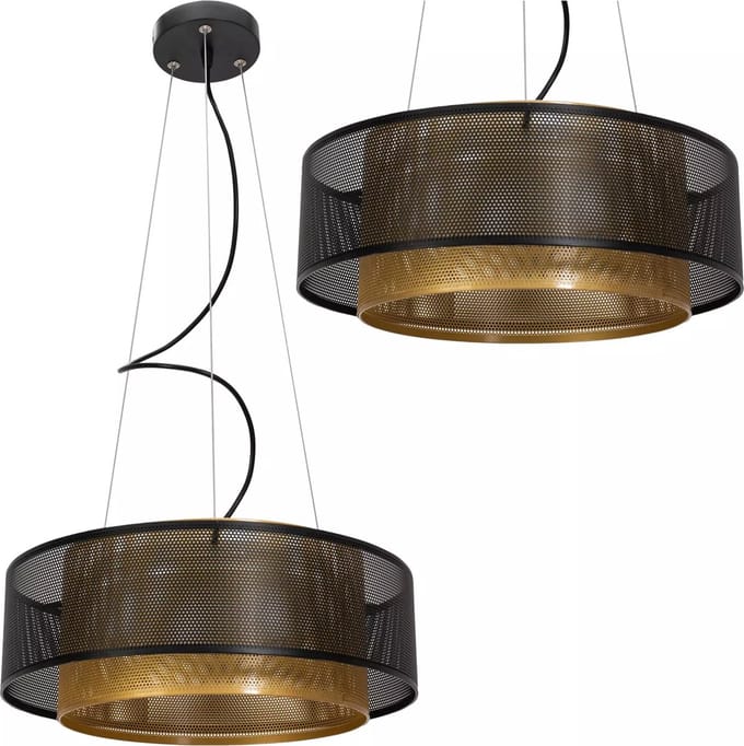 TooLight Moderne hanglamp - aluminium - zwart/goud - 40x15 cm - verstelbare hoogte
