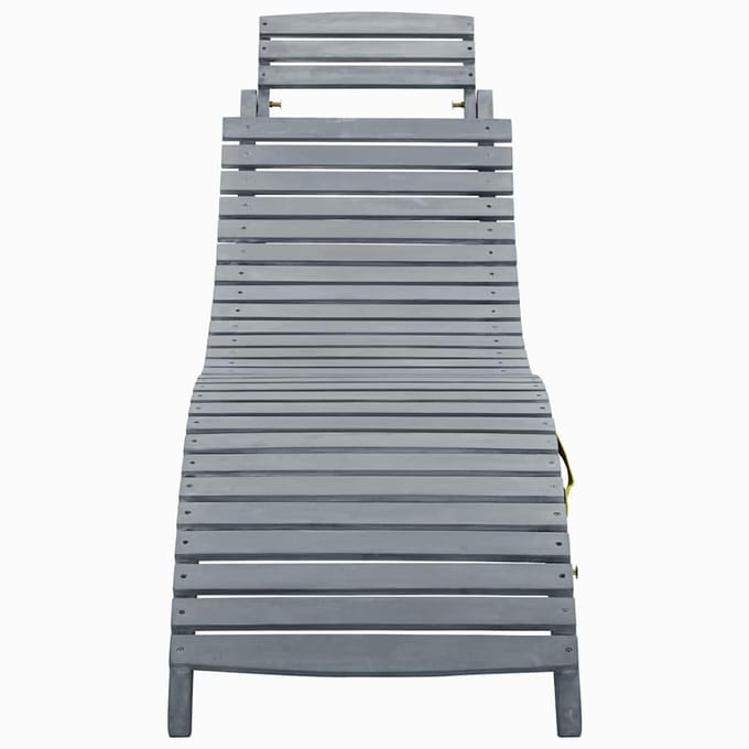vidaXL - Ligbed - met - kussen - massief - acaciahout - grijs