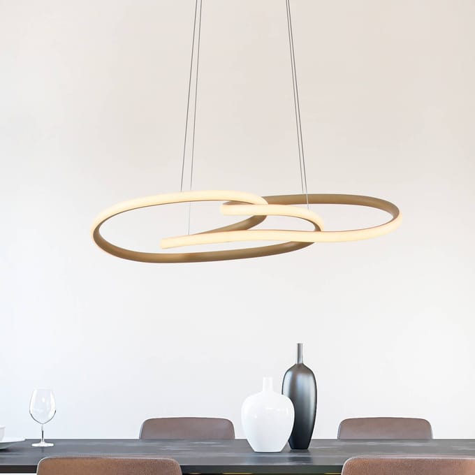 Paul Neuhaus LED hanglamp TWIST, beige, lengte 76 cm, metaal, Switchdim
