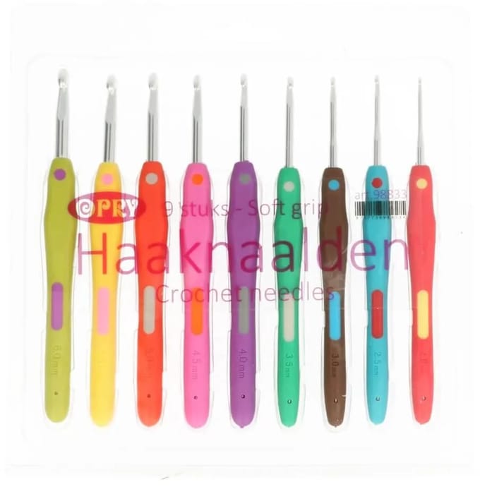 Opry Haaknaalden set - Soft grip haaknaaldenset met 9 maten - Voor beginners