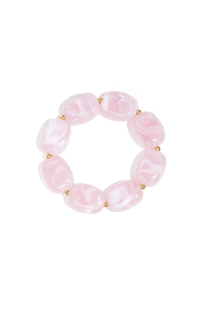 Bijoutheek Armband (Sieraad) Kralen Ovaal Plat Pink