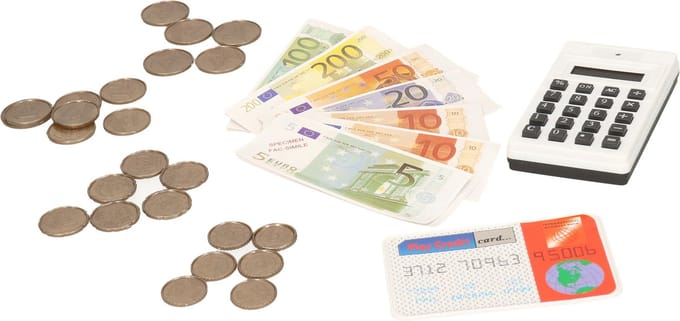 Speelgeld set - met rekenmachine en bankpasje - Winkeltje spelen