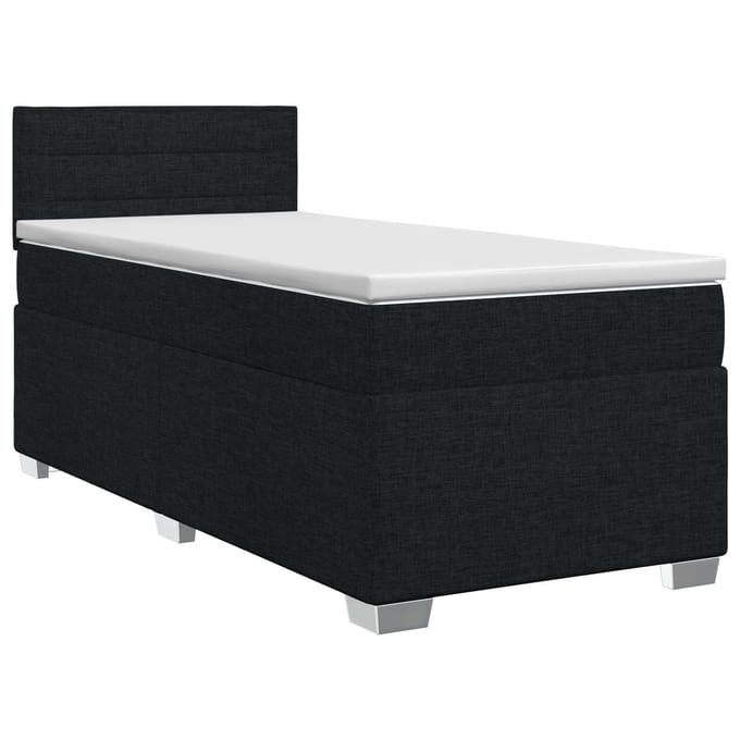vidaXL - Boxspringbed - met - matras - met - hoofdeinde - Zwart - 100 - x - 200 - cm - Stof
