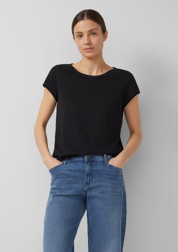 s.Oliver - female - T-shirt met gerolde randen en vlamgarenstructuur