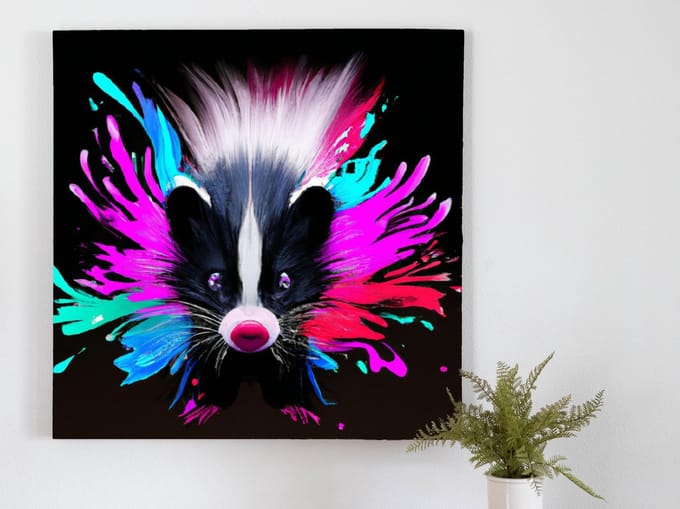 Scary skunk | Scary Skunk | Kunst - 100x100 centimeter op Canvas | Foto op Canvas