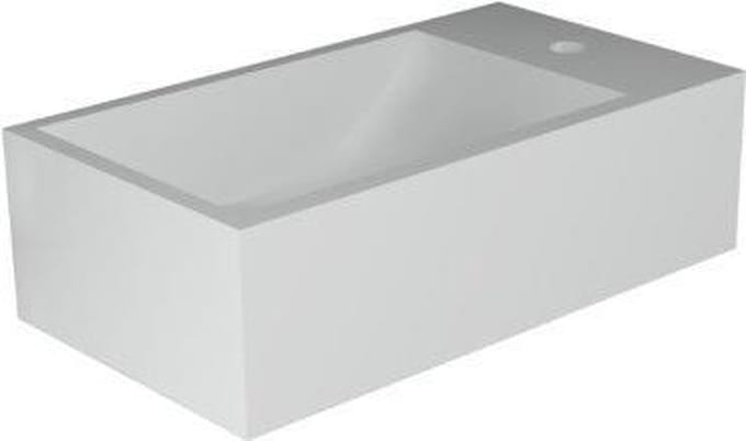 INK Contra fonteinbak 40x10x22cm met kraangat rechts polystone glans wit