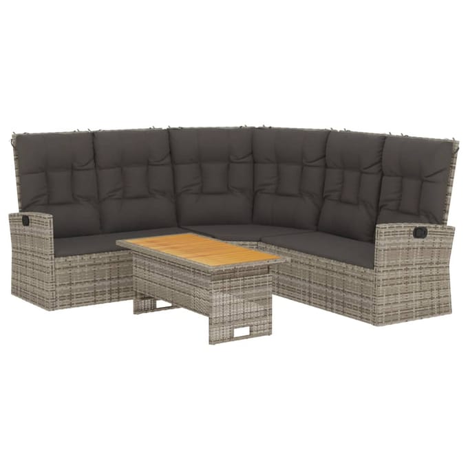 vidaXL - 2-delige - Loungeset - met - kussens - poly - rattan - grijs