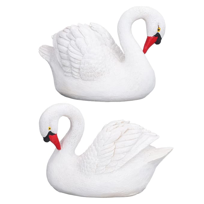 Hars Witte Zwaan Beeldje Hars Witte Gans Standbeeld voor Buitentuin Tuindecoratie white