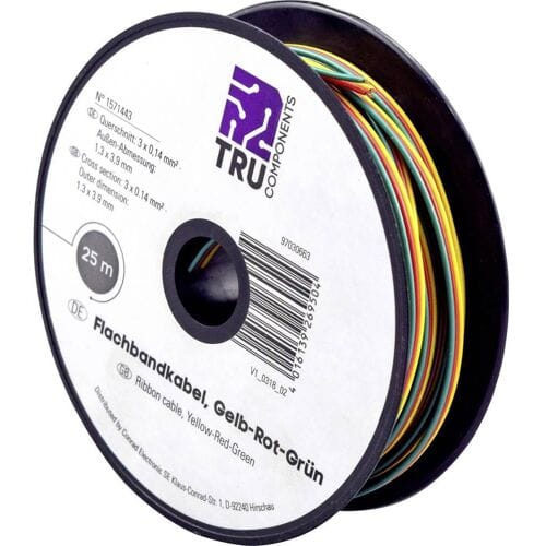 TRU COMPONENTS 1571443 Draad 3 x 0.14 mm² Geel, Rood, Groen 25 m