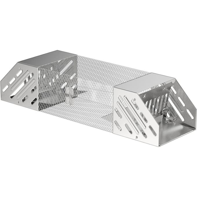 Cage de Capture Souris Acier Inoxydable Entièrement Automatique Conception Double Porte Cage Piège à Souris Sensible pour Intérieur white