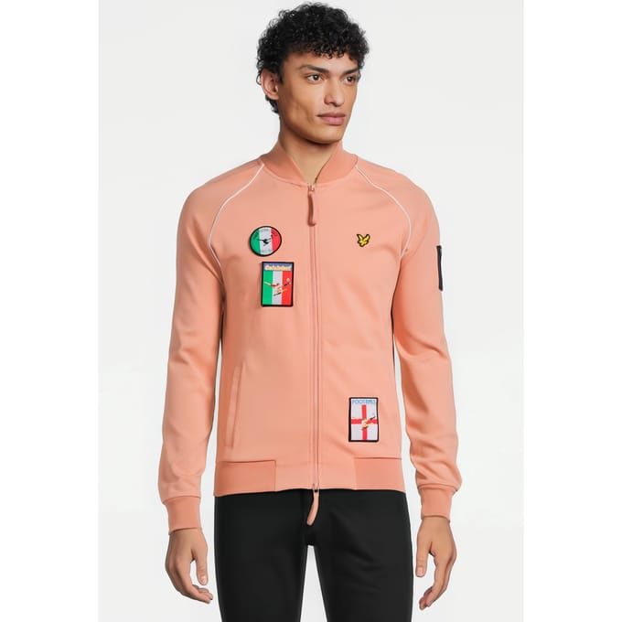 Lyle & Scott Panini Sticker Tracksuit Bomber Dusty Pink Größe: S | Bomberjacken Outlet | Herren | Rosa