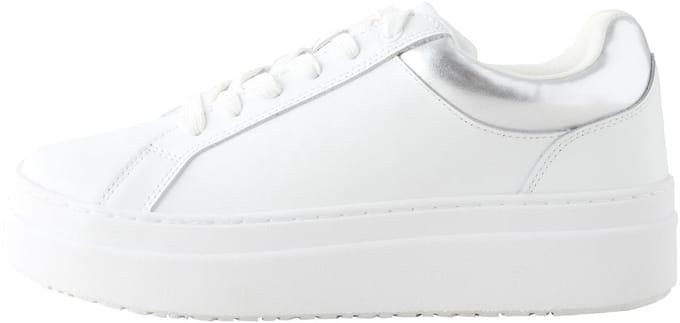 Next - Dames - Leren sneakers met ronde neus en dikke veters - Wit