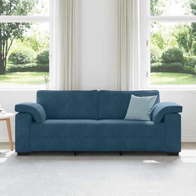 vidaXL - 3-zitsbank - blauw - 220x77x82 - cm - fluweel