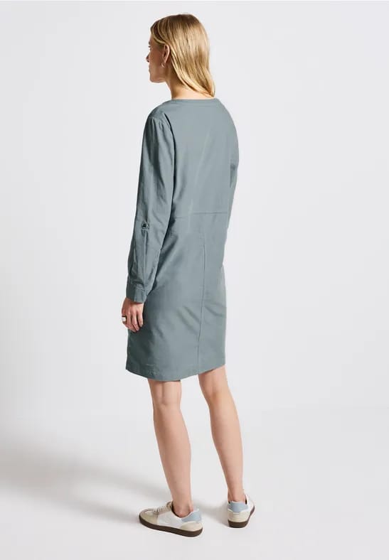 Corduroy jurk met gespleten hals