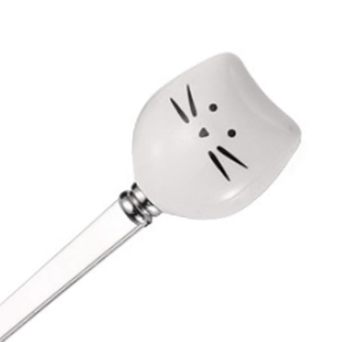 Cuillère Chat Mignon Acier Inoxydable Cuillère Longue Manche pour Thé Café Glace Dessert white