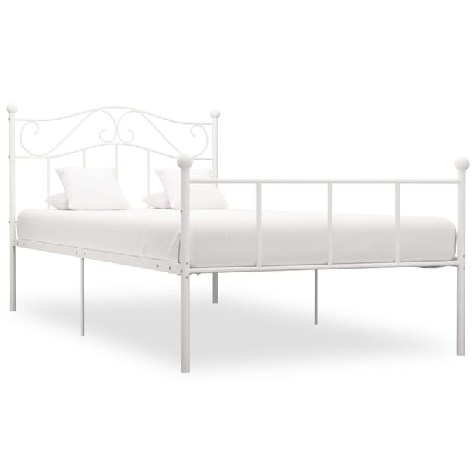 vidaXL - Bedframe - metaal - wit - 90x200 - cm