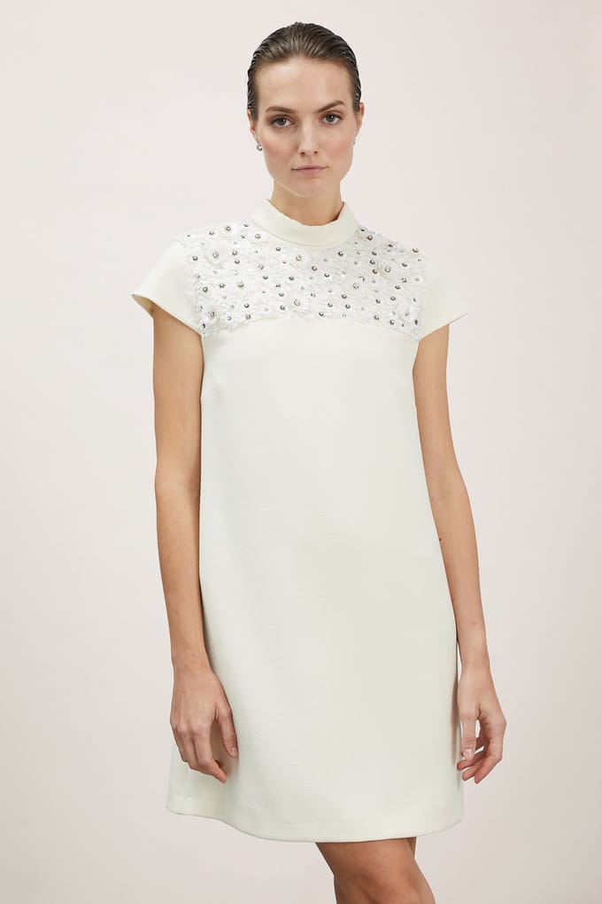 Motivi Minidress With Embroidered Collar White Größe: 36 | Minikleider Outlet | Damen | Weiß