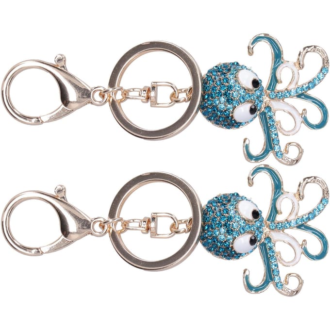 2 STKS Mode Octopus Vorm Strass Sleutelhanger Sleutelhanger Tas Charm Hanger Cadeau(Roosrood Roosrood ) gray