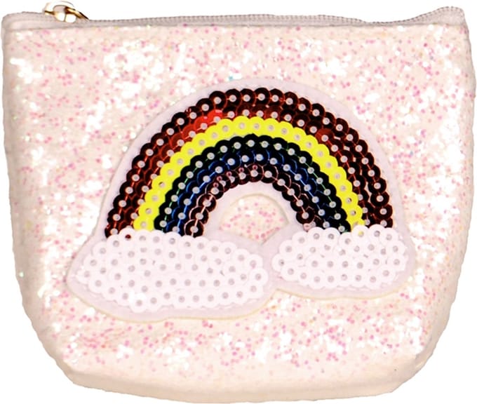 Kleine portemonnee glitters ivoor regenboog