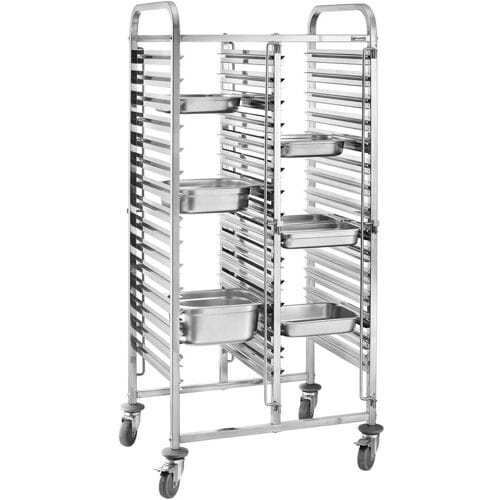 GGM Gastro Tablettwagen - doppelt - für 32 Tabletts GN 1/1 Zilver