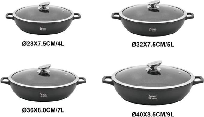 Royal Swiss Braadpan, stenen coating - 32cm zwart 5l