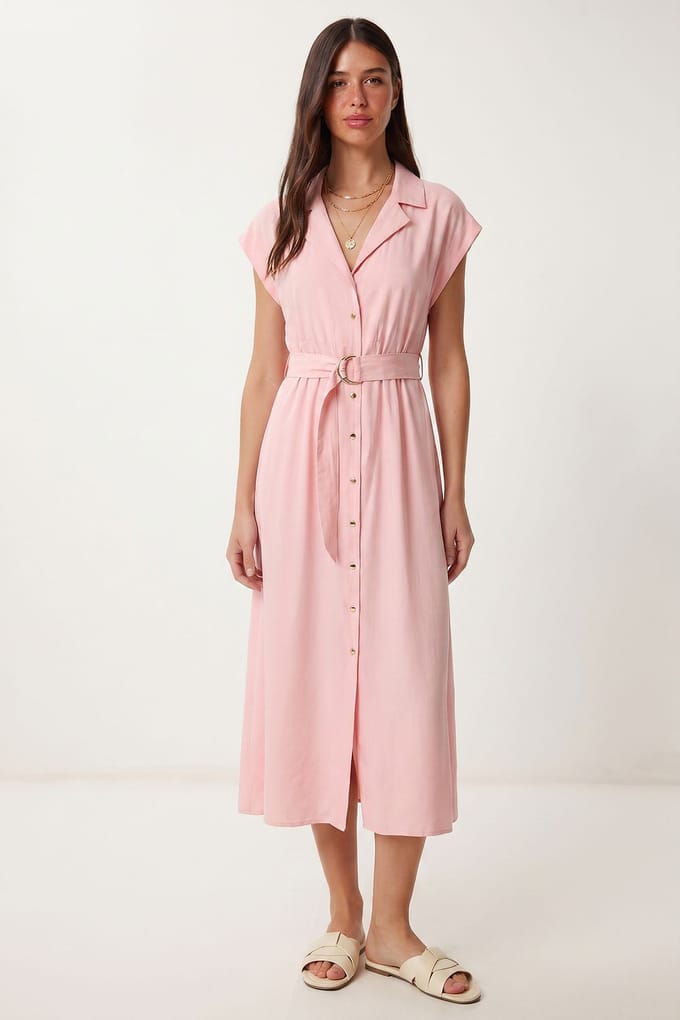 Geveste Midi Overhemdjurk