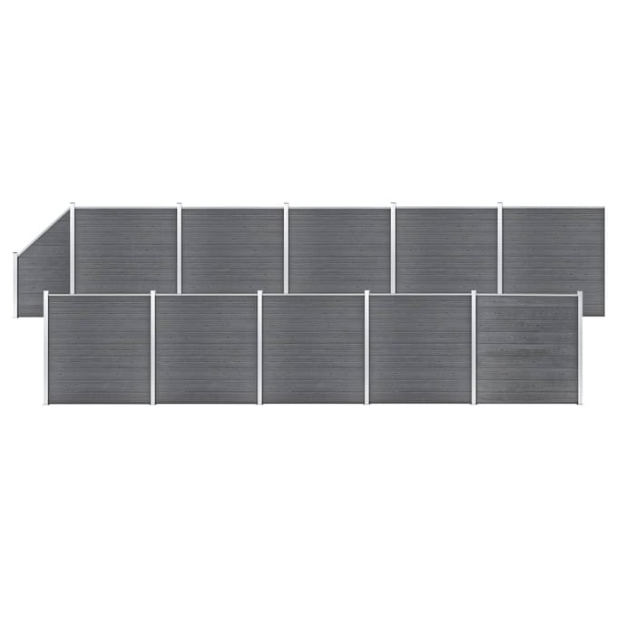 vidaXL - Schuttingset - 10 - vierkant - en - 1 - schuin - 1830x186 - cm - HKC - grijs