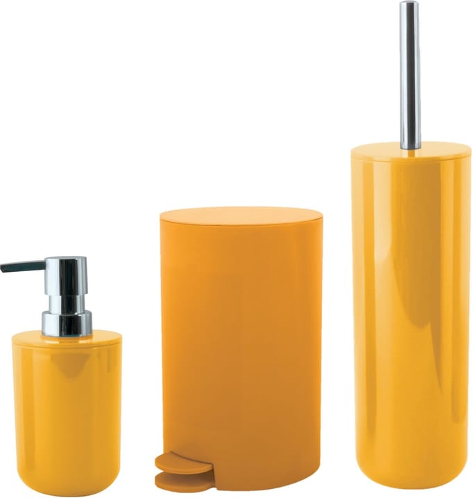 MSV Badkameraccessoire Moods - pedaalemmer - beker - zeeppompje - saffraan geel - kunststof