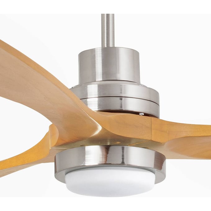 FARO BARCELONA Plafondventilator Lantau L LED nikkel/licht grenen