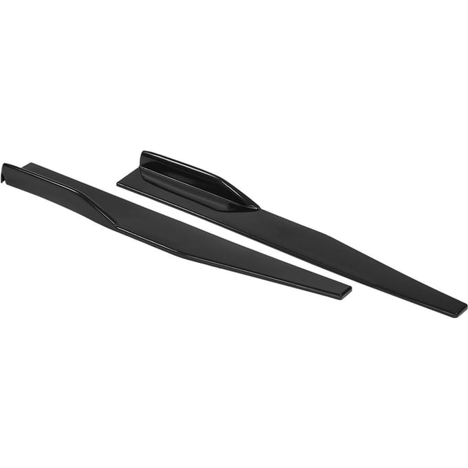 Paar Universele Auto Zijschort Cover Trim Rocker Splitters Winglets Vleugels Anti Kras (Lang) zwart