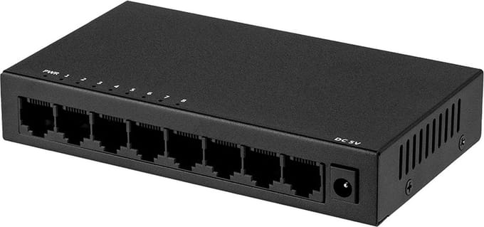 Technetix - 8-Poorts Gigabit Ethernet Switch – Plug & Play – Metalen Behuizing