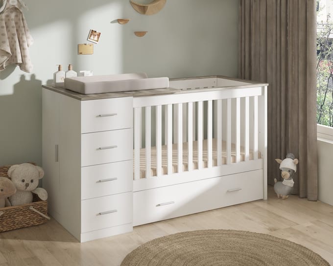 Born Lucky ® Combi Ledikant Memphis Wit Grijs