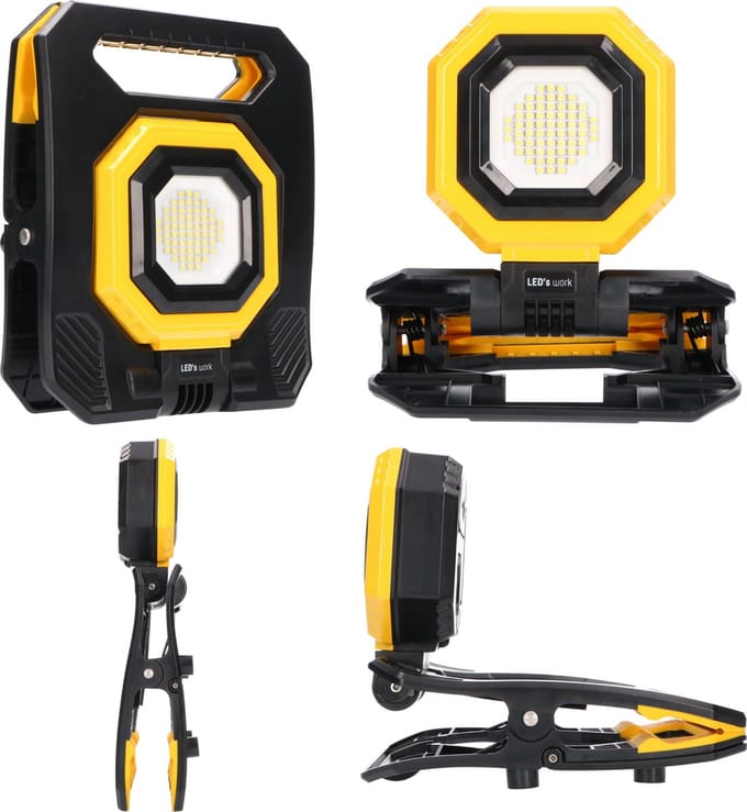 Proventa EasyMount Oplaadbare LED Bouwlamp met steiger klem - IP54 werklamp - Bouwlampen - Bouw lamp